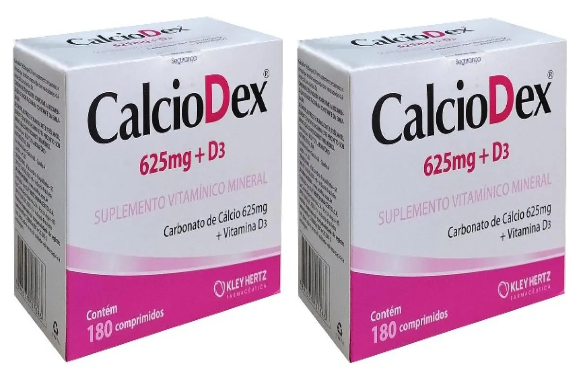 KIT 2 CALCIODEX 625MG + D3 180 COMPRIMIDOS - KLEY HERTZ