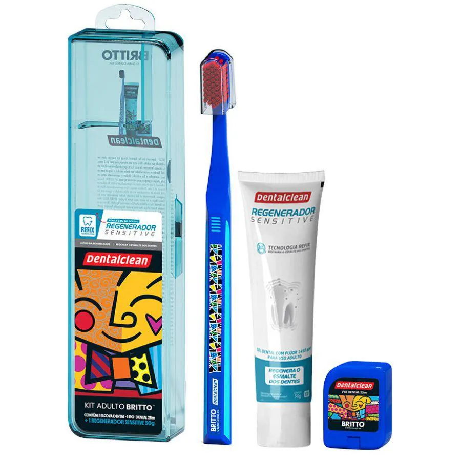 KIT DENTAL ROMERO BRITTO AZUL ( 3 ITENS ) - DENTALCLEAN