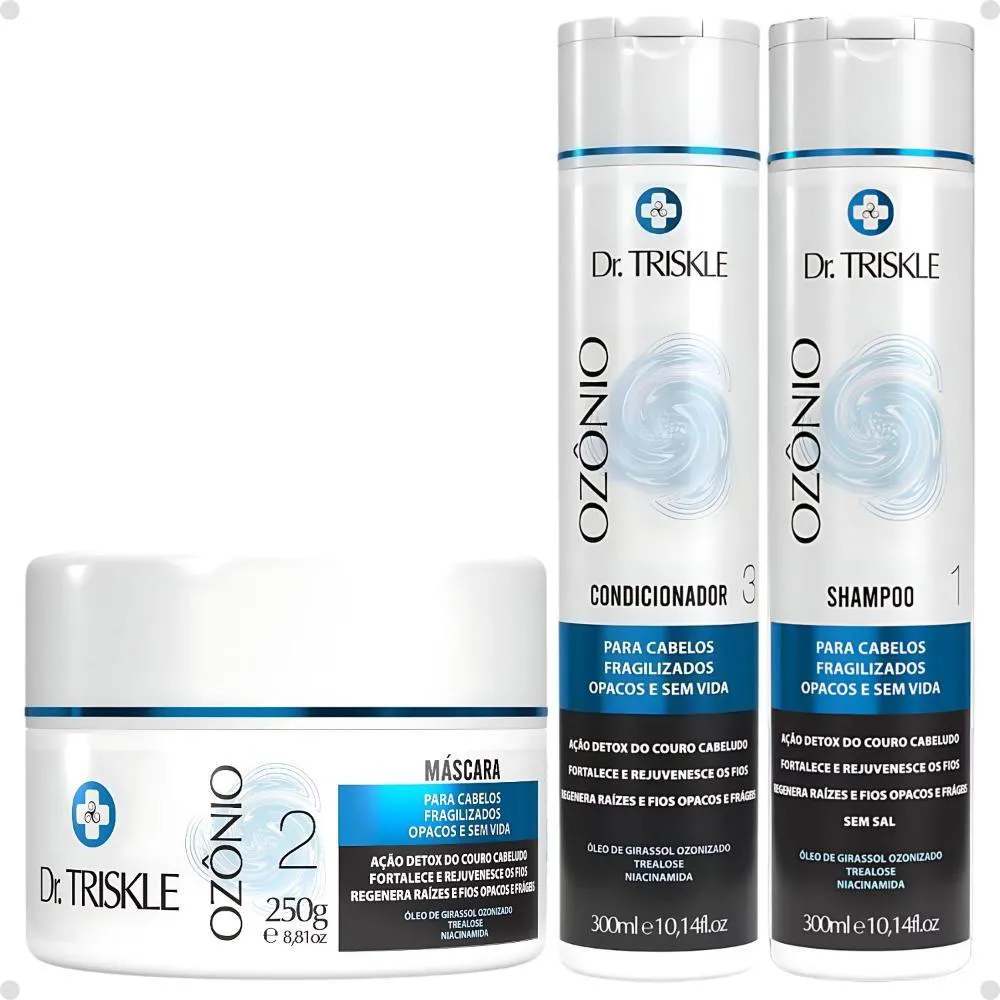 KIT DR. TRISKLE OZONIO: SHAMPOO, CONDICIONADOR, MáSCARA E LEAVE-IN