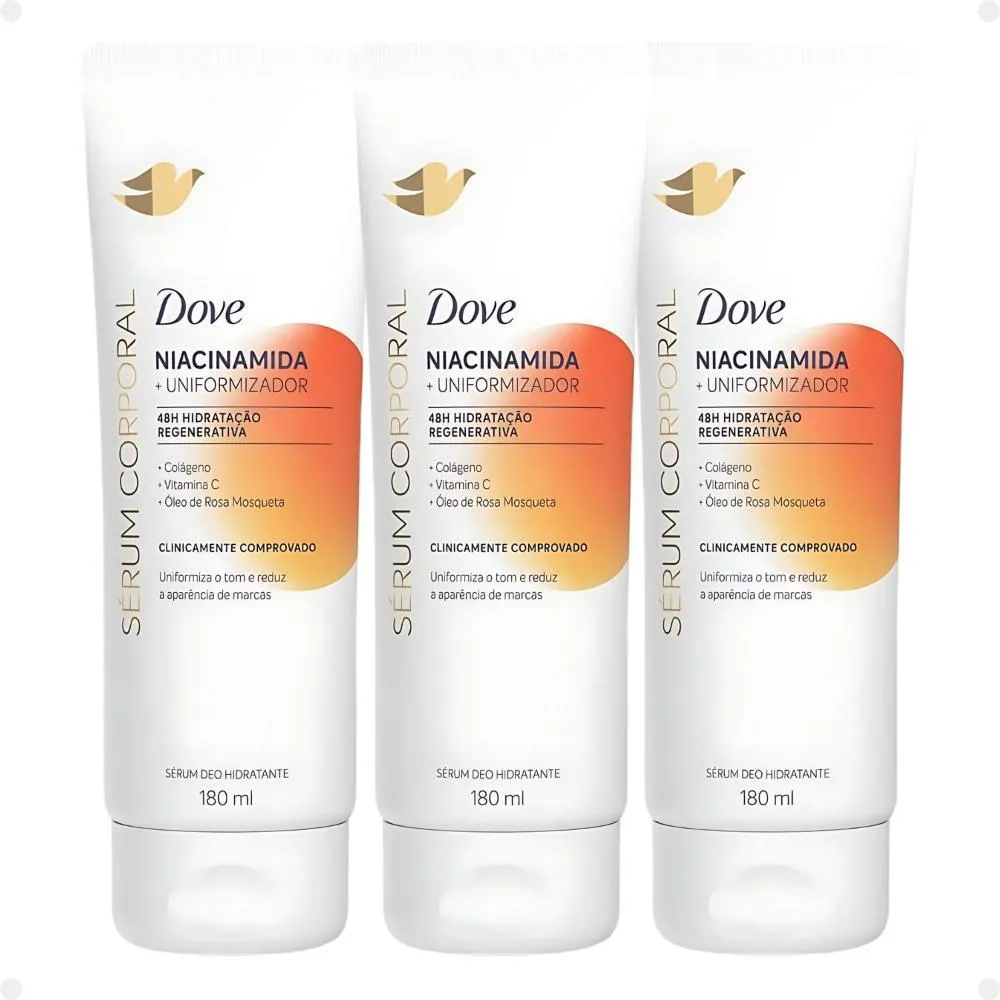 KIT DOVE NIACINAMIDA + UNIFORMIZADOR: 3 SeRUM CORPORAL HIDRATANTE 180ML ...