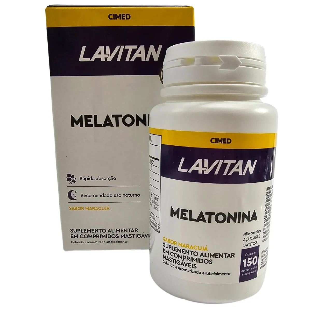 SUPLEMENTO ALIMENTAR MELATONINA MARACUJá LAVITAN CIMED 150 COMPRIMIDOS MASTIGáVEIS
