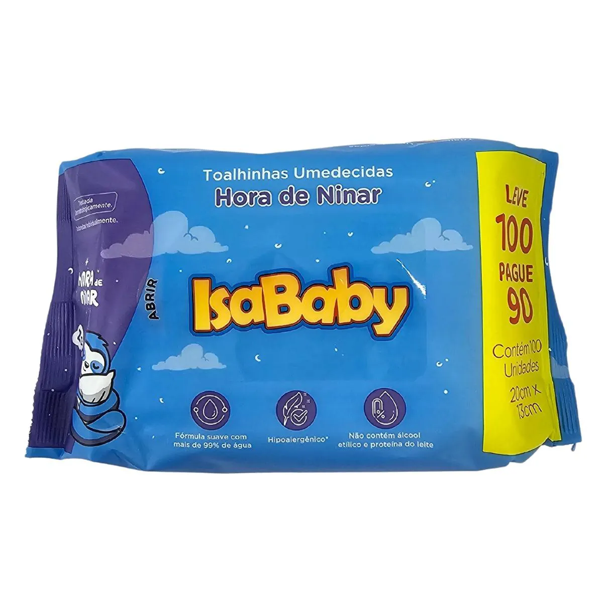 Lenço Umedecido Isababy Hora de Ninar 100 Unidades