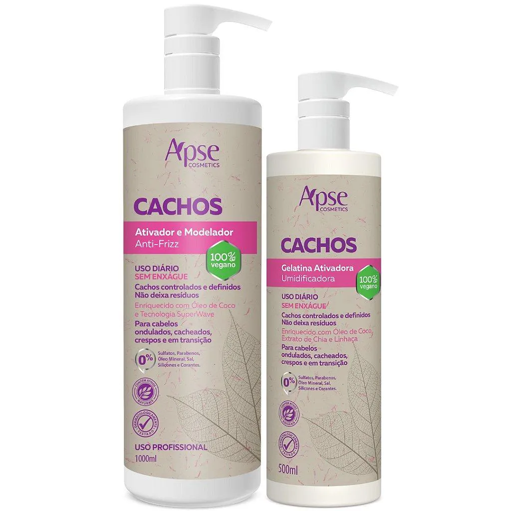 APSE ATIVADOR MODELADOR CACHOS 1L E GELATINA CACHOS 500ML