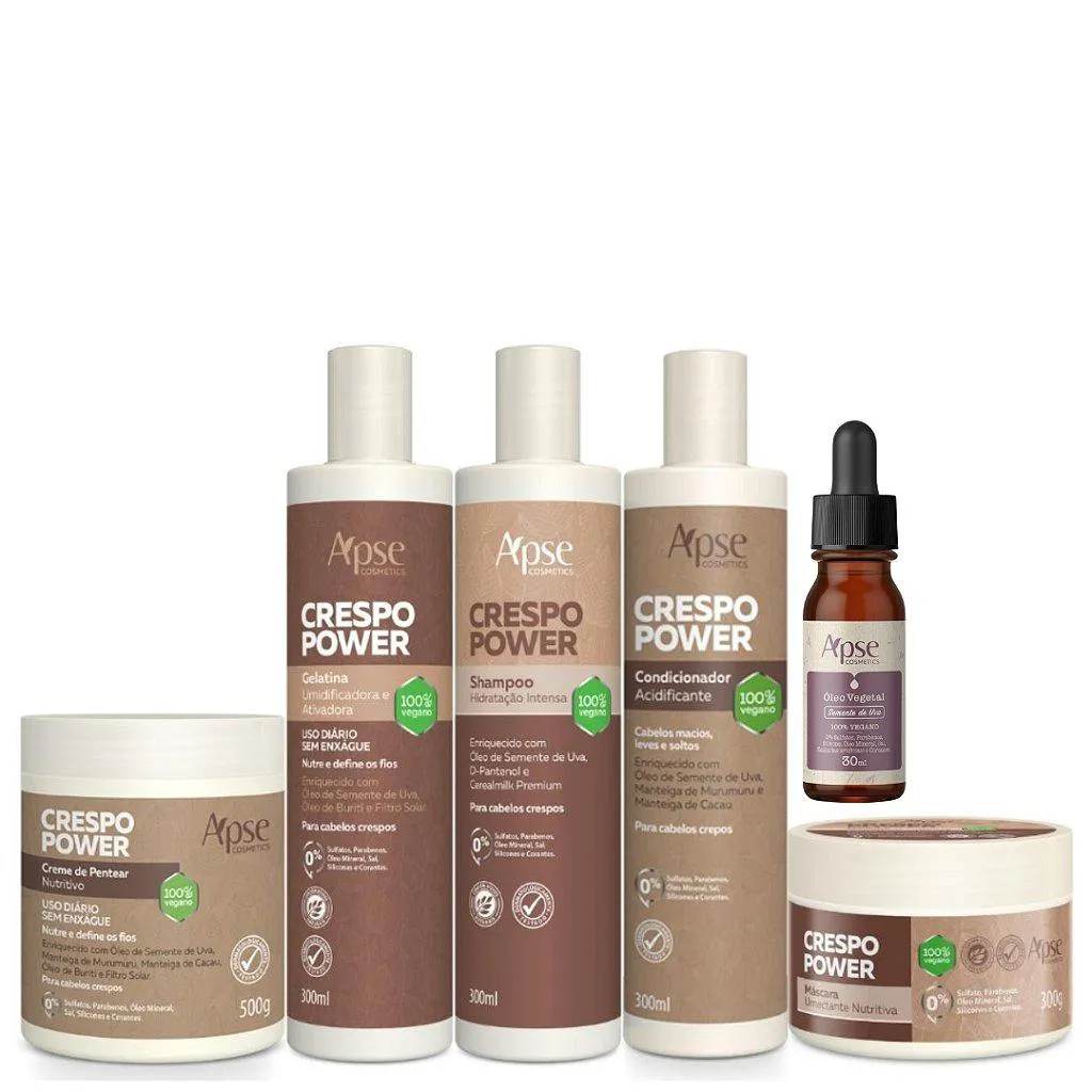 KIT TRATAMENTO COMPLETO VEGANO CRESPO POWER APSE