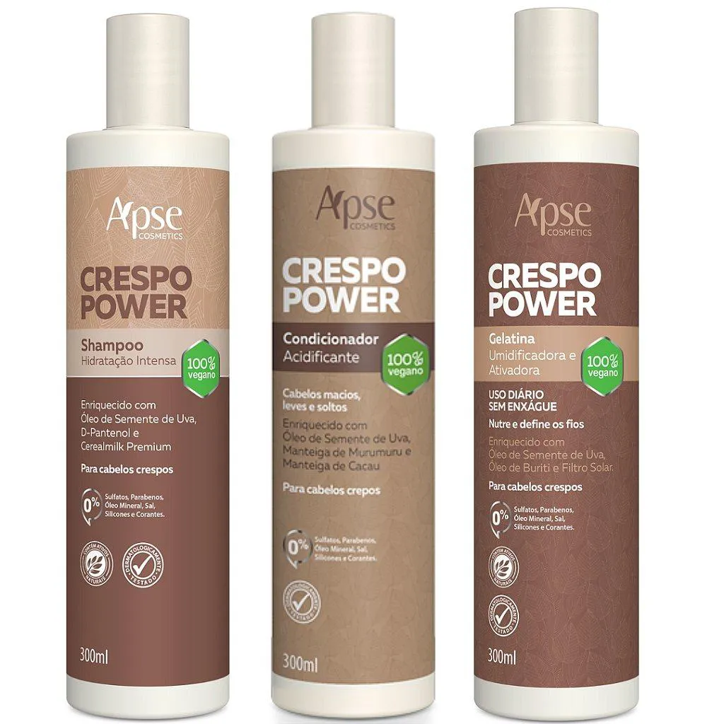 APSE CRESPO POWER SHAMPOO E CONDICIONADOR E GELATINA