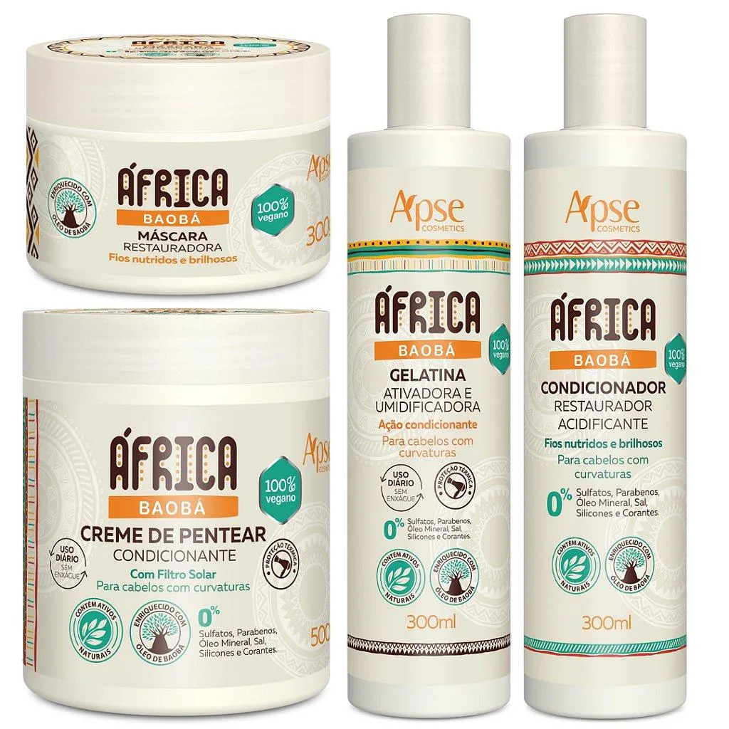 APSE ÁFRICA BAOBá COND E CREME PENTEAR E GELATINA E MáSCARA