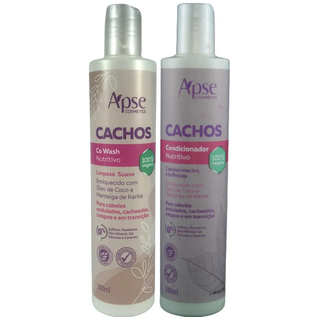 KIT CO WASH NUTRITIVO E CONDICIONADOR VEGANO APSE CACHOS 300ML