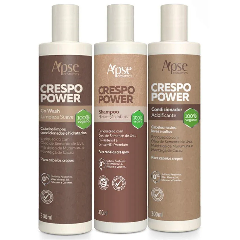 KIT CRESPO POWER SHAMPOO, CO WASH E CONDICIONADOR APSE COSMéTICS - 3 ITENS