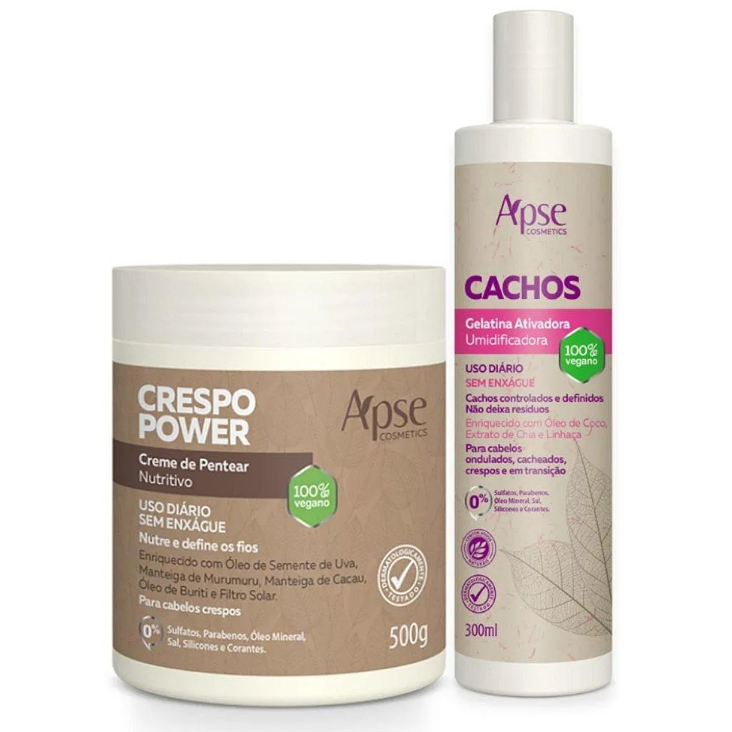 KIT FINALIZADORES GELATINA E CREME DE PENTEAR CRESPO POWER APSE COSMéTICS