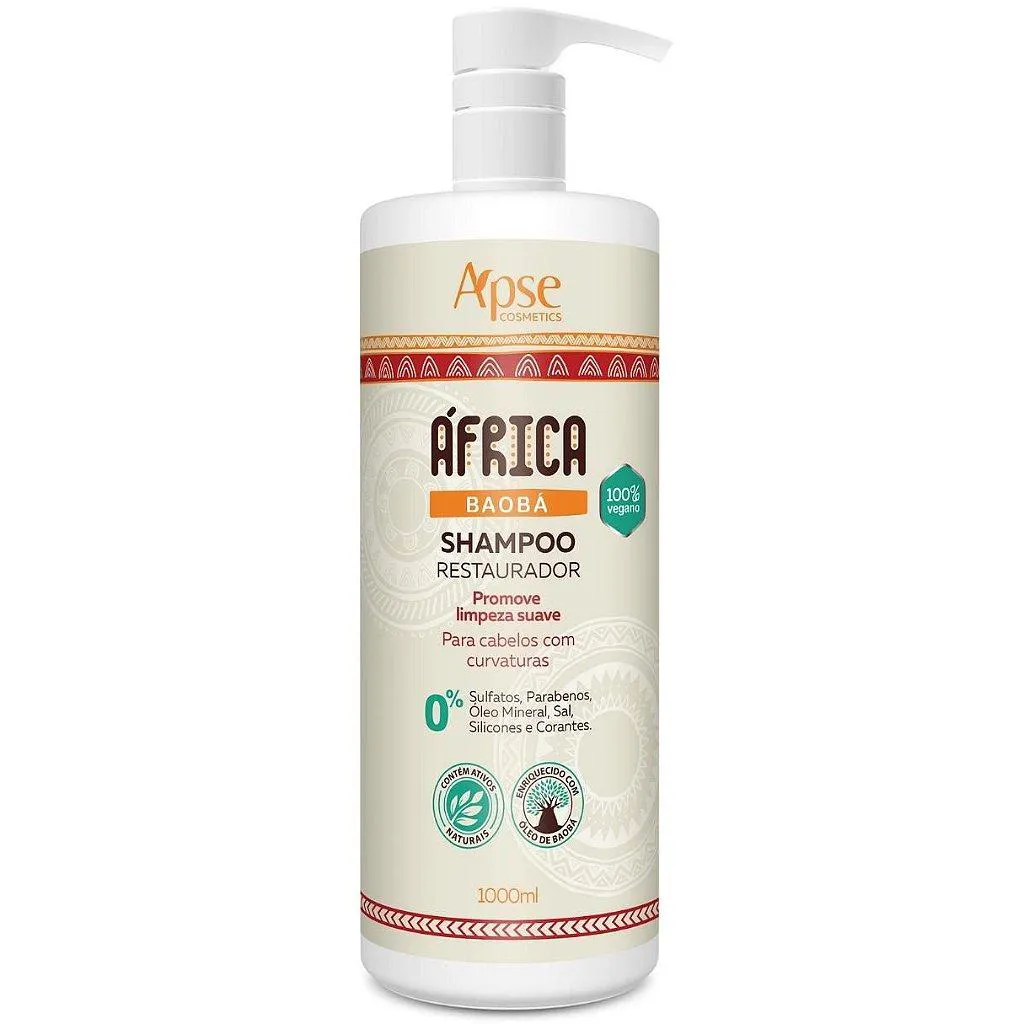 SHAMPOO RESTAURADOR SEM PARABENOS ÁFRICA BAOBA APSE 1000ML