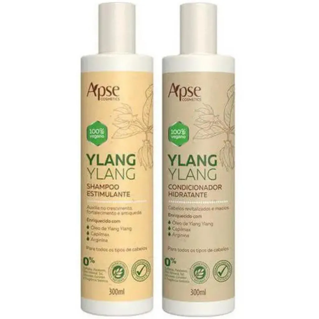 KIT SHAMPOO E CONDICIONADOR VEGANO YLANG YLANG APSE 300ML