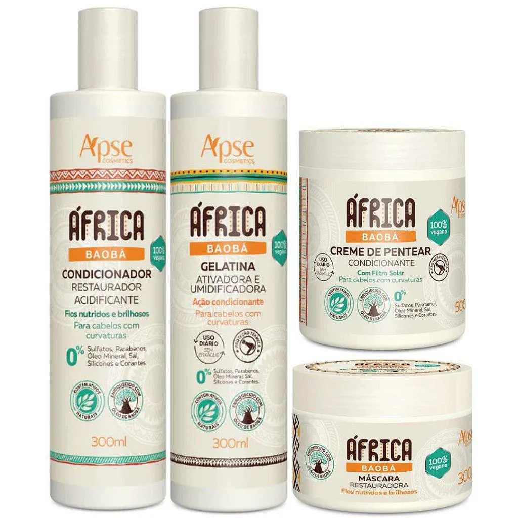 APSE ÁFRICA BAOBá COND E CREME PENTEAR E GELATINA E MáSCARA