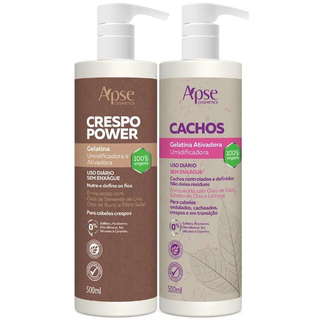 KIT GELATINAS CRESPO POWER E CACHOS 500 ML CADA APSE COSMéTICS - 2 ITENS