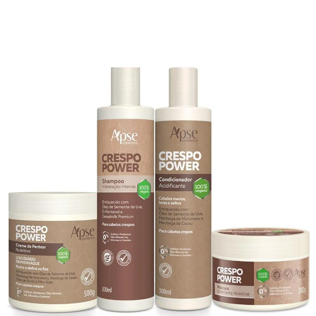 APSE CRESPO POWER SHAMPOO E CONDICIONADOR E MáSCARA E CREME DE PENTEAR