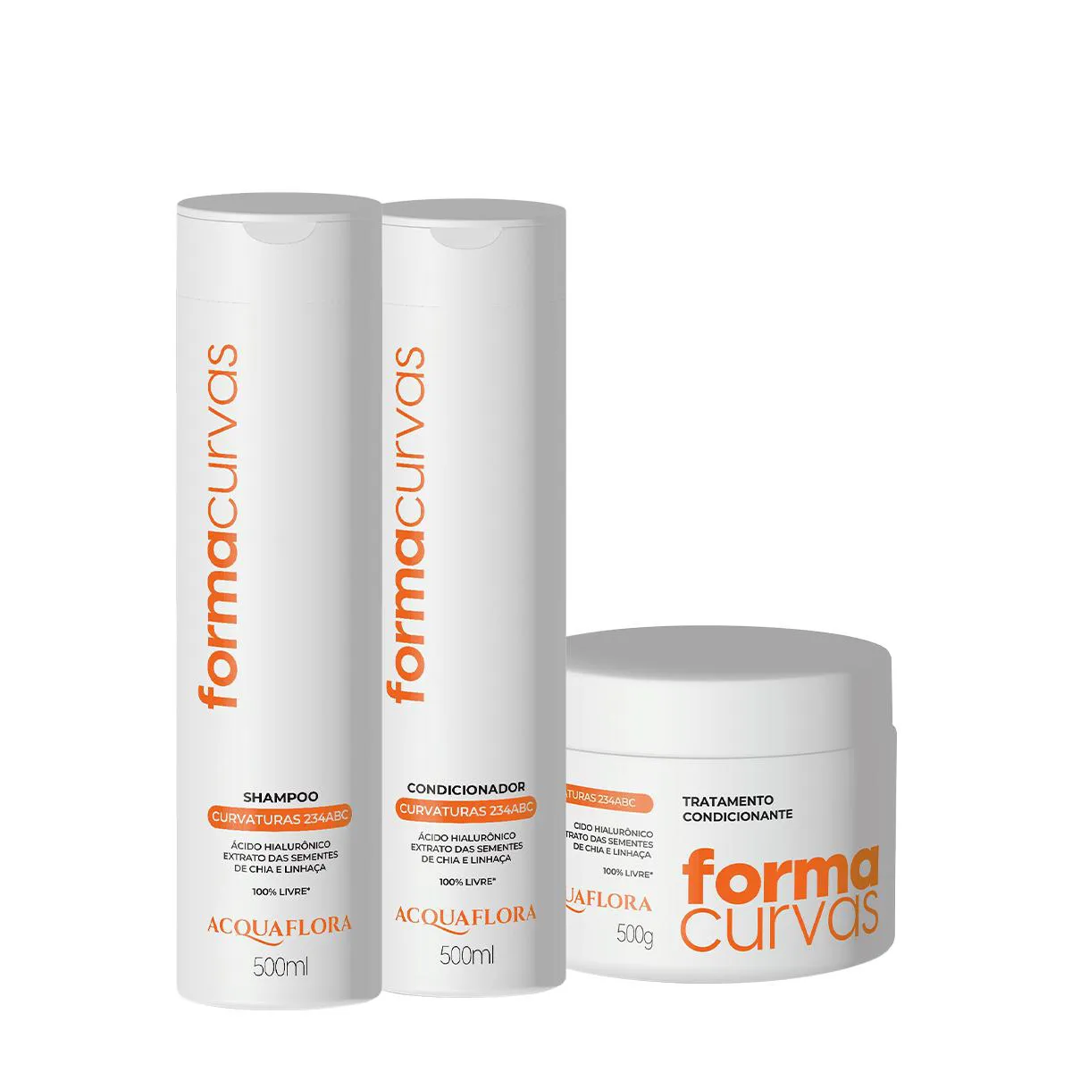 KIT ACQUAFLORA FORMA CURVAS SHAMPOO CONDICIONADOR E TRATAMENTO CONDICIONANTE (3 PRODUTOS)