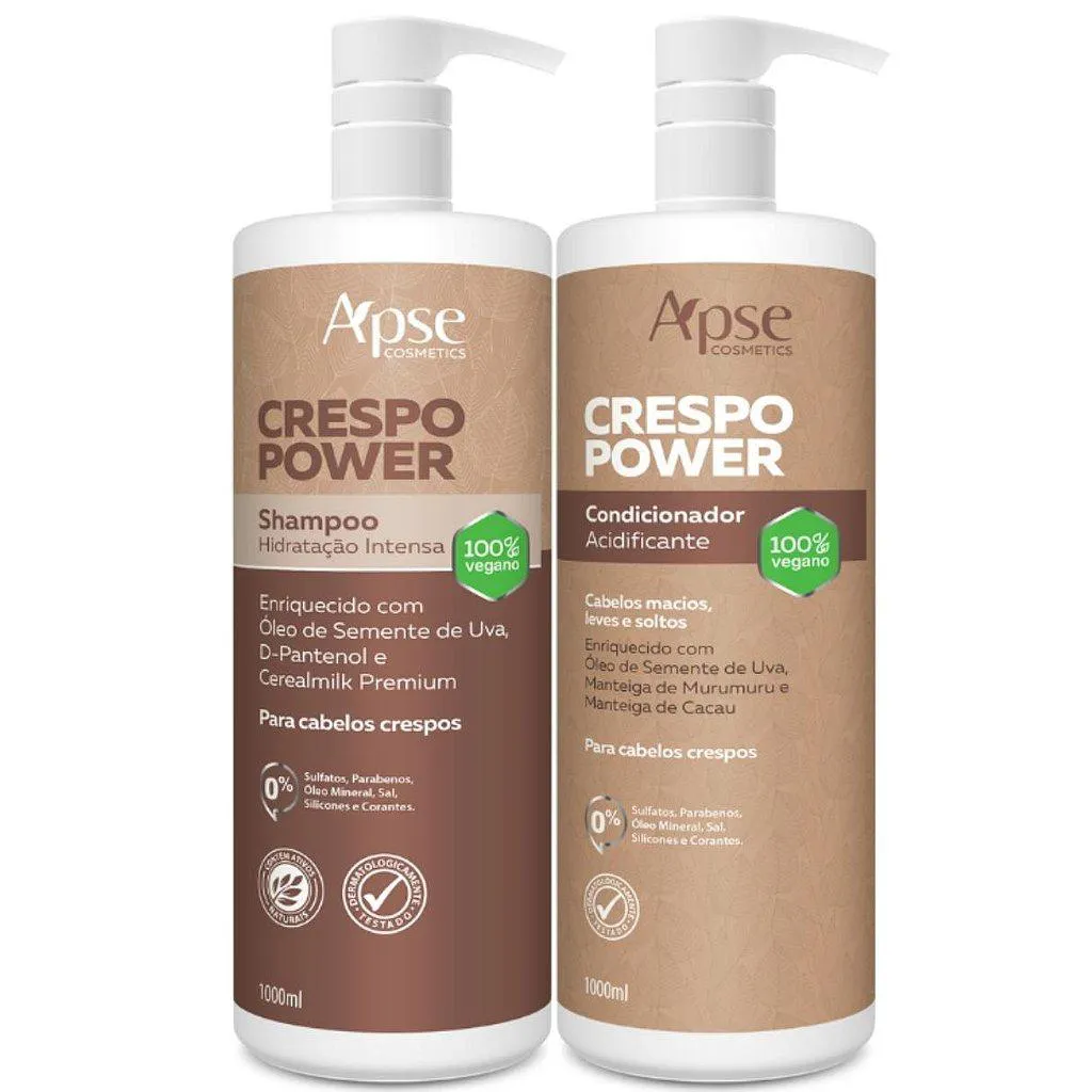 KIT CRESPO POWER COM SHAMPOO NUTRITIVO 1L E CONDICIONADOR ACIDIFICANTE 1L - 2 ITENS