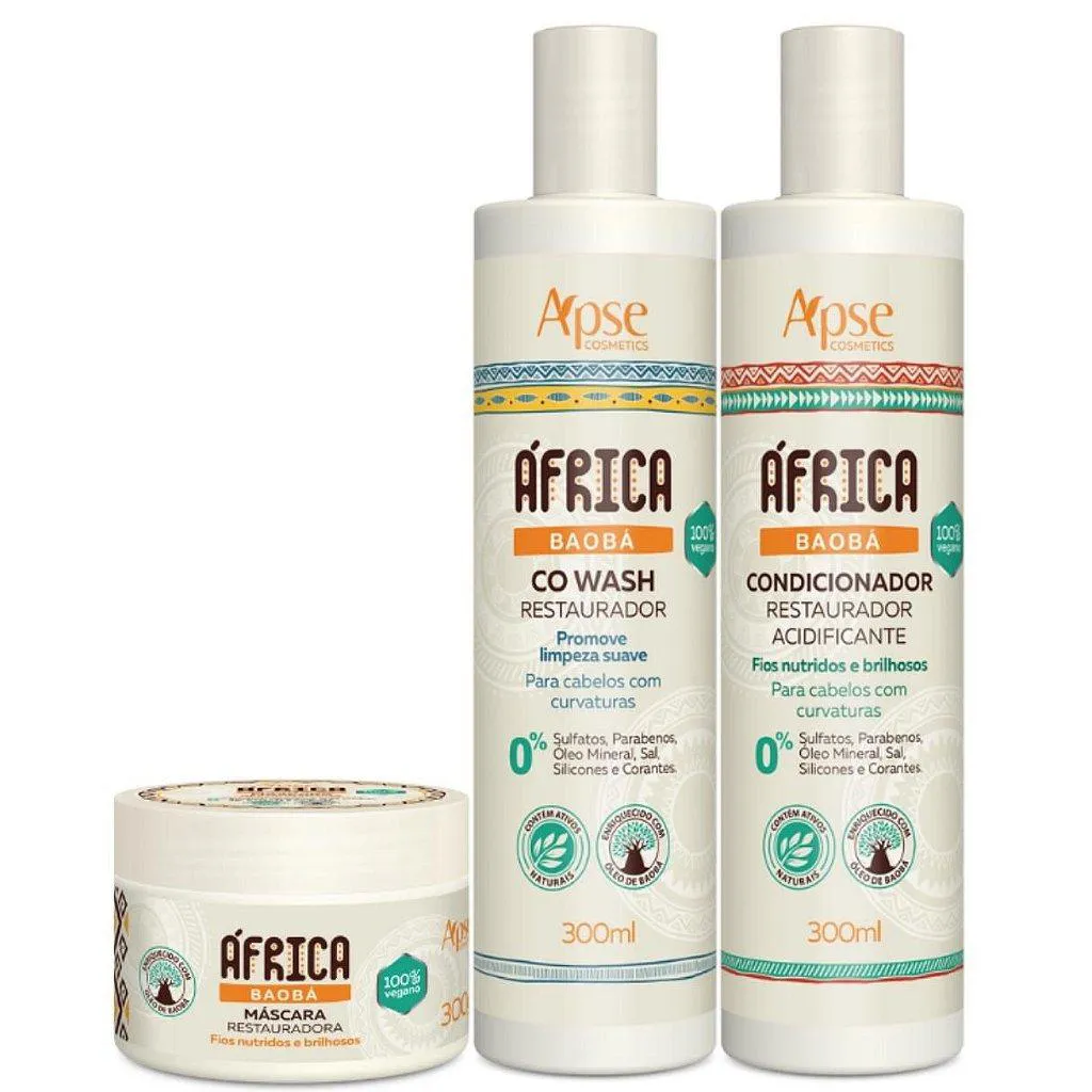 KIT ÁFRICA BAOBá CO WASH, CONDICIONADOR E MáSCARA -3 ITENS