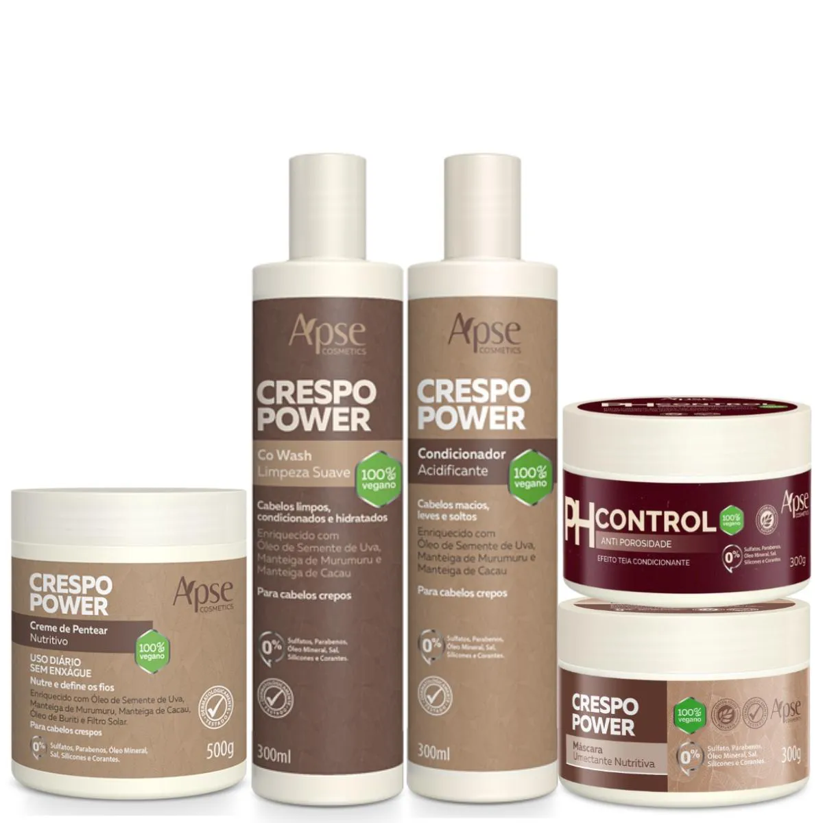 KIT CRESPO POWER CO WASH CONDICIONADOR MASCARA E CREME MAIS PH CONTROL