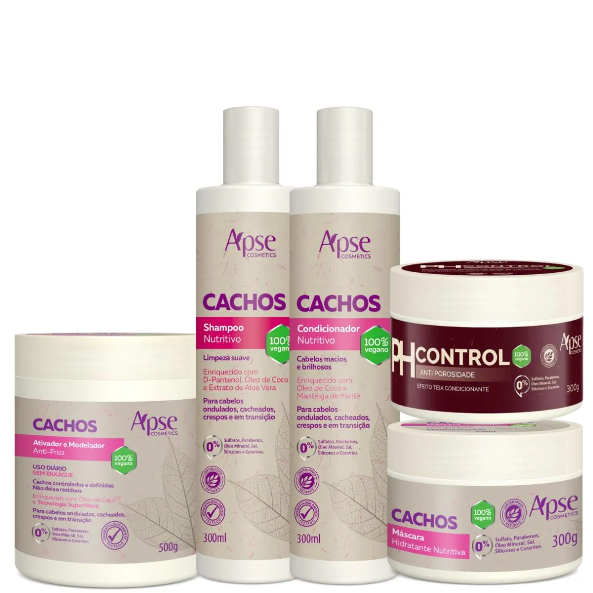 KIT CACHOS SHAMPOO CONDICIONADOR MASCARA E ATIVADOR + PH CONTROL