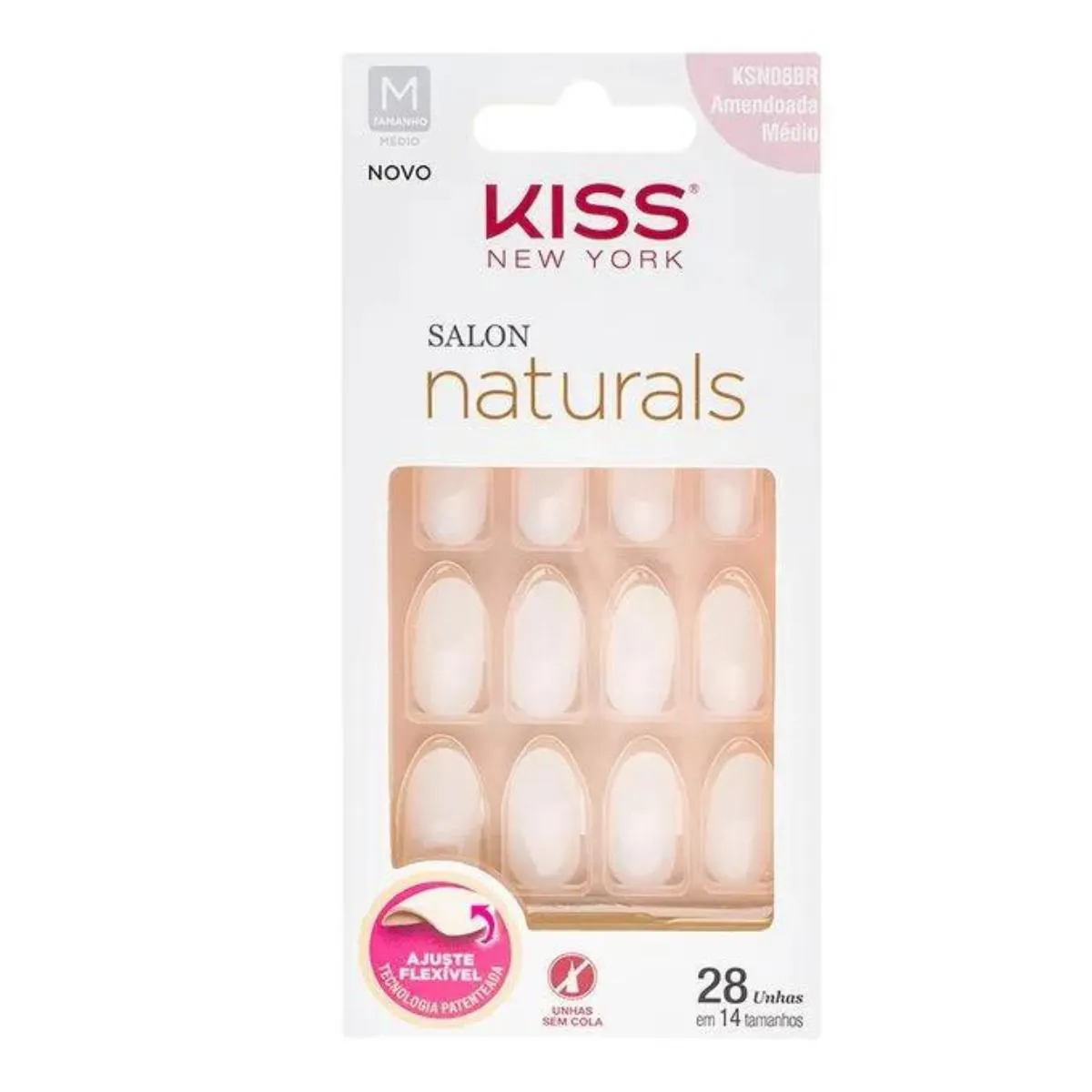 KISS NY UNHA SALON NATURAL LONGO AMENDOADA