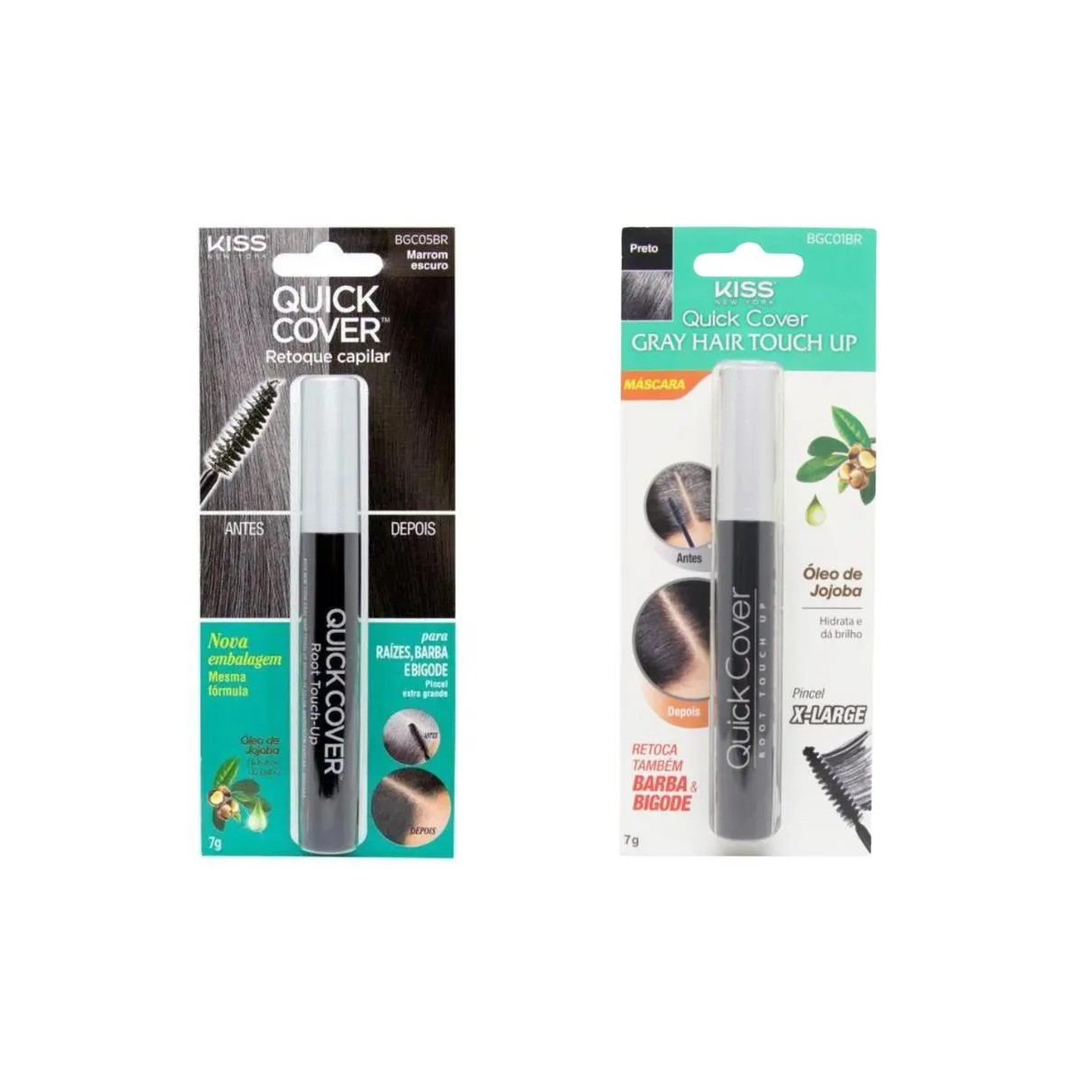 KIT KISS NY RETOQUE CAPILAR MáSCARA MARROM ESCURO + PRETO