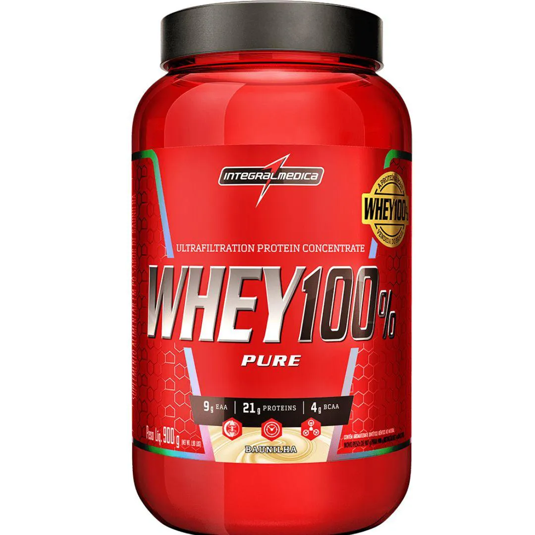 WHEY 100% PURE BAUNILHA POTE 900G - INTEGRALMéDICA