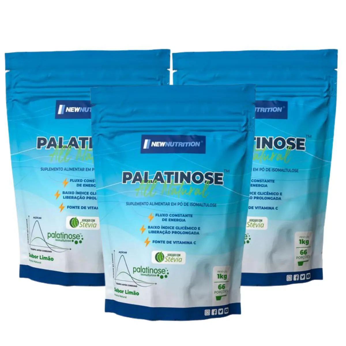 3X PALATINOSE ALL NATURAL LIMãO NEW NUTRITION 1KG