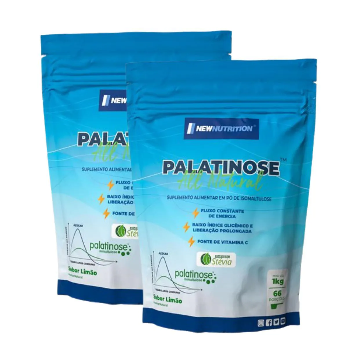 2X PALATINOSE ALL NATURAL LIMãO NEW NUTRITION 1KG