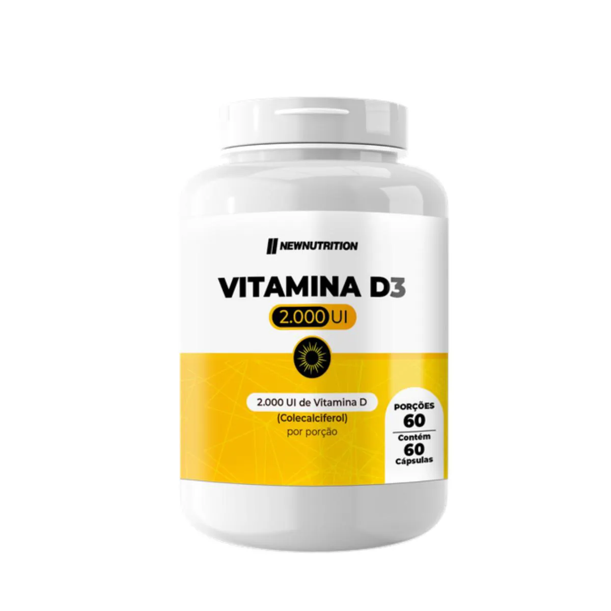 VITAMINA D3 2.000UI NEW NUTRITION 60 CáPSULAS SEM Sabor
