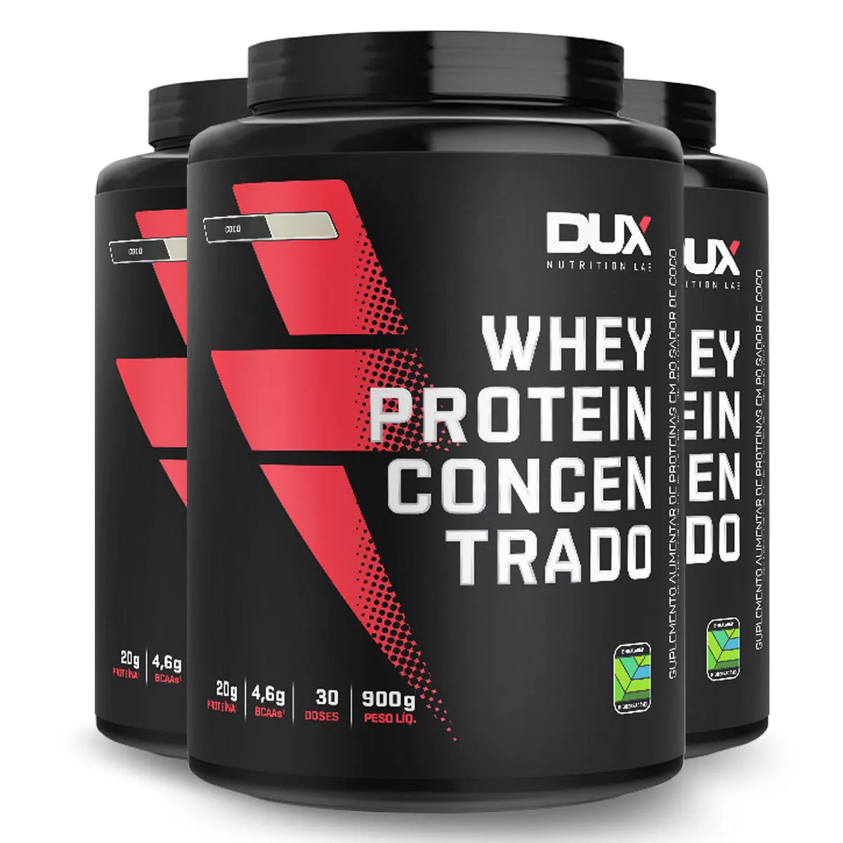 KIT 3 WHEY PROTEIN CONCENTRADO DUX COCO 900G