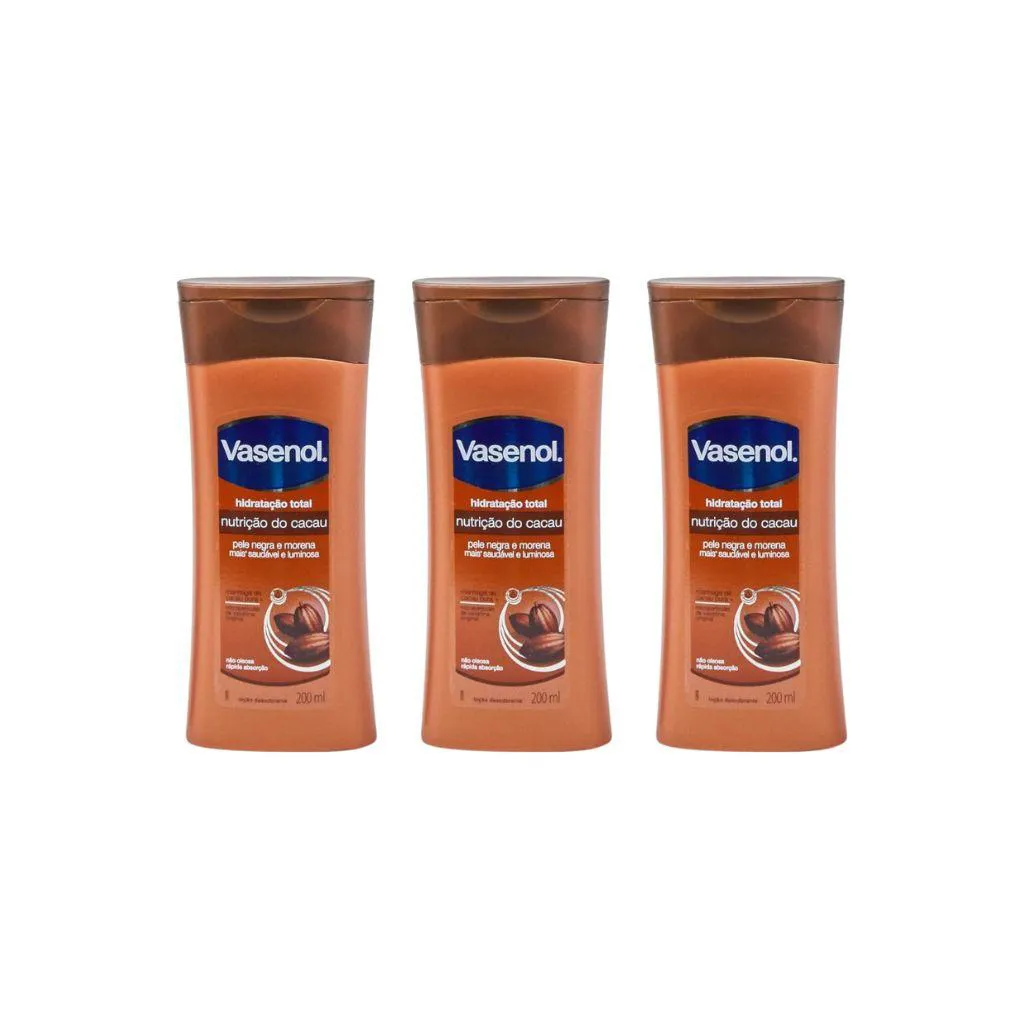 HIDRATANTE CORPORAL VASENOL NUTRIçAO CACAU 200ML - KIT C/3UN