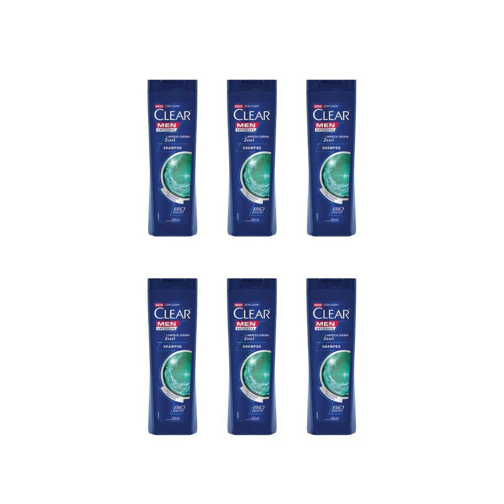 SHAMPOO CLEAR 400ML LIMPEZA DIARIA 2 EM 1-KIT C/6UN