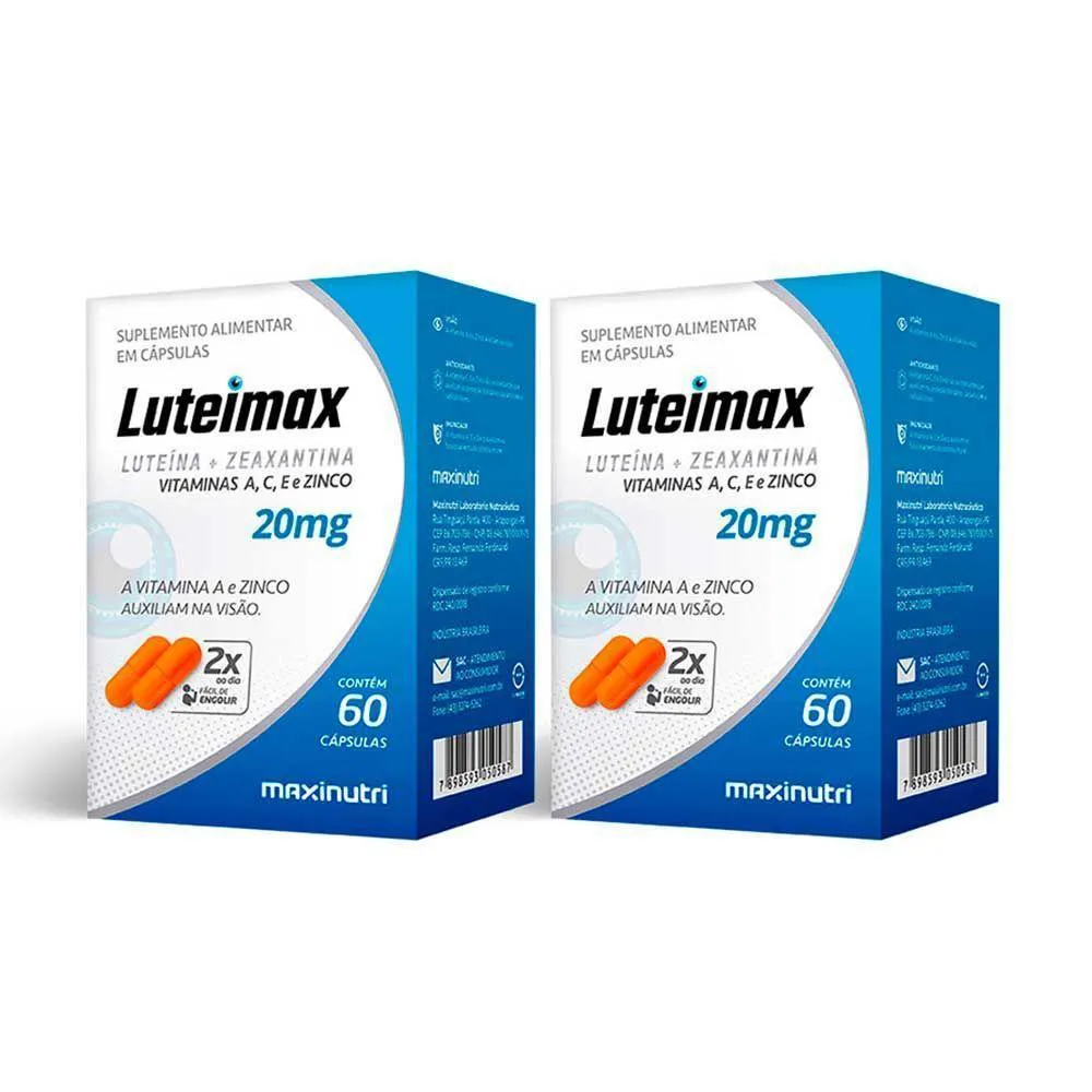 KIT 02 LUTEIMAX LUTEíNA ZEAXANTINA 20MG MAXNUTRI 60 CAPSULAS