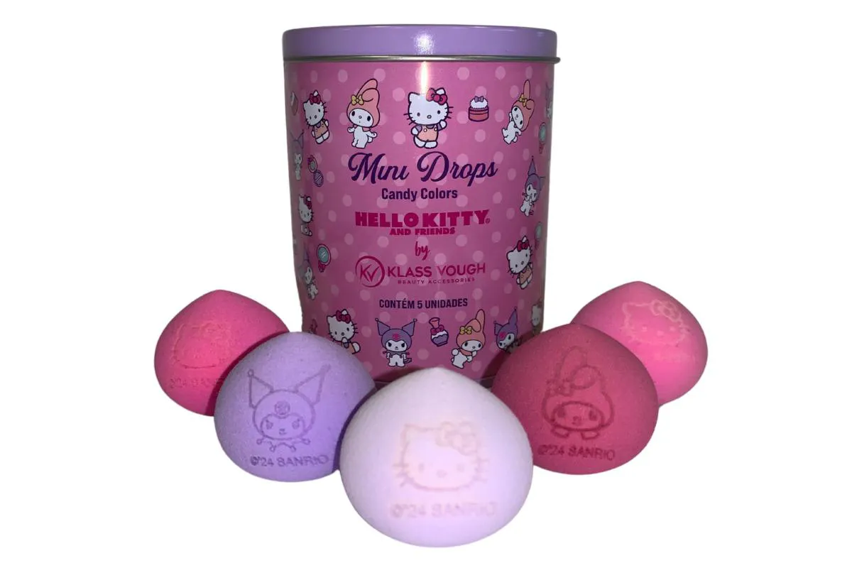 KIT DE ESPONJAS MINI GOTA HELLO KITTY MINI DROPS CANDY COLORS COM 5 UNIDADES | PFHK-02
