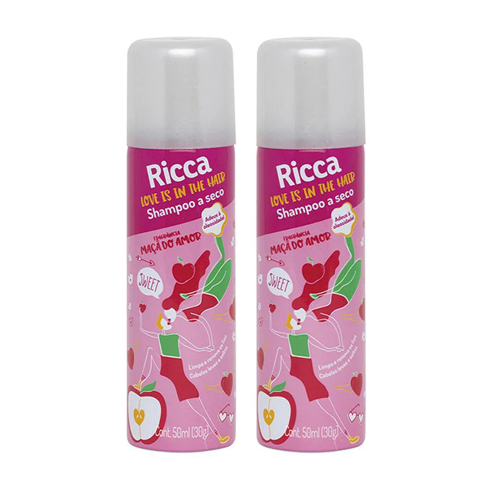 KIT 2 SHAMPOO A SECO MAçã DO AMOR 50ML DOCE OLEOSIDADE RICCA