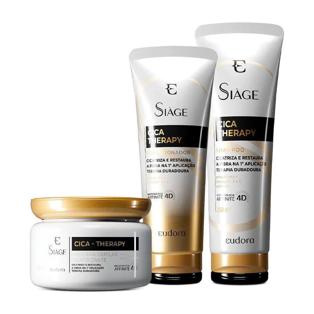 KIT SHAMPOO CONDICIONADOR MáSCARA CAPILAR CICA THERAPY SIàGE