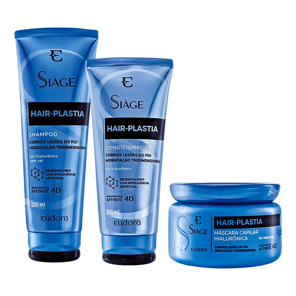 KIT SHAMPOO CONDICIONADOR E MáSCARA HAIR PLASTIA SIàGE