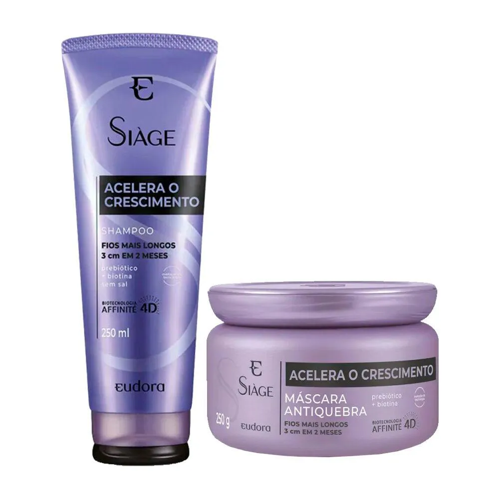 KIT SHAMPOO E MáSCARA CAPILAR ACELERA O CRESCIMENTO SIàGE
