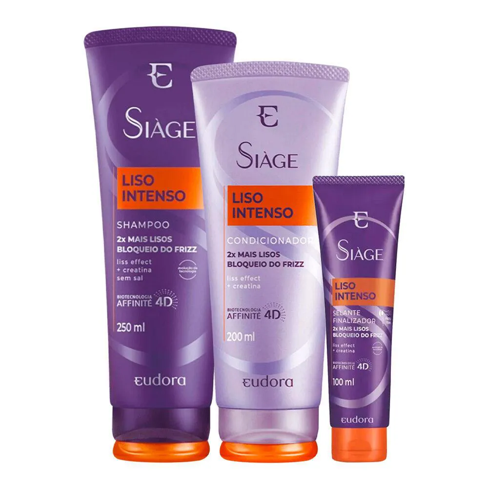KIT SHAMPOO CONDICIONADOR E LEAVE IN LISO INTENSO SIàGE