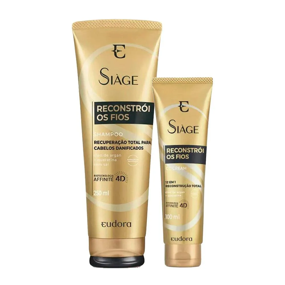 KIT SHAMPOO E CC CREAM RECONSTRóI OS FIOS ÓLEO ARGAN SIàGE