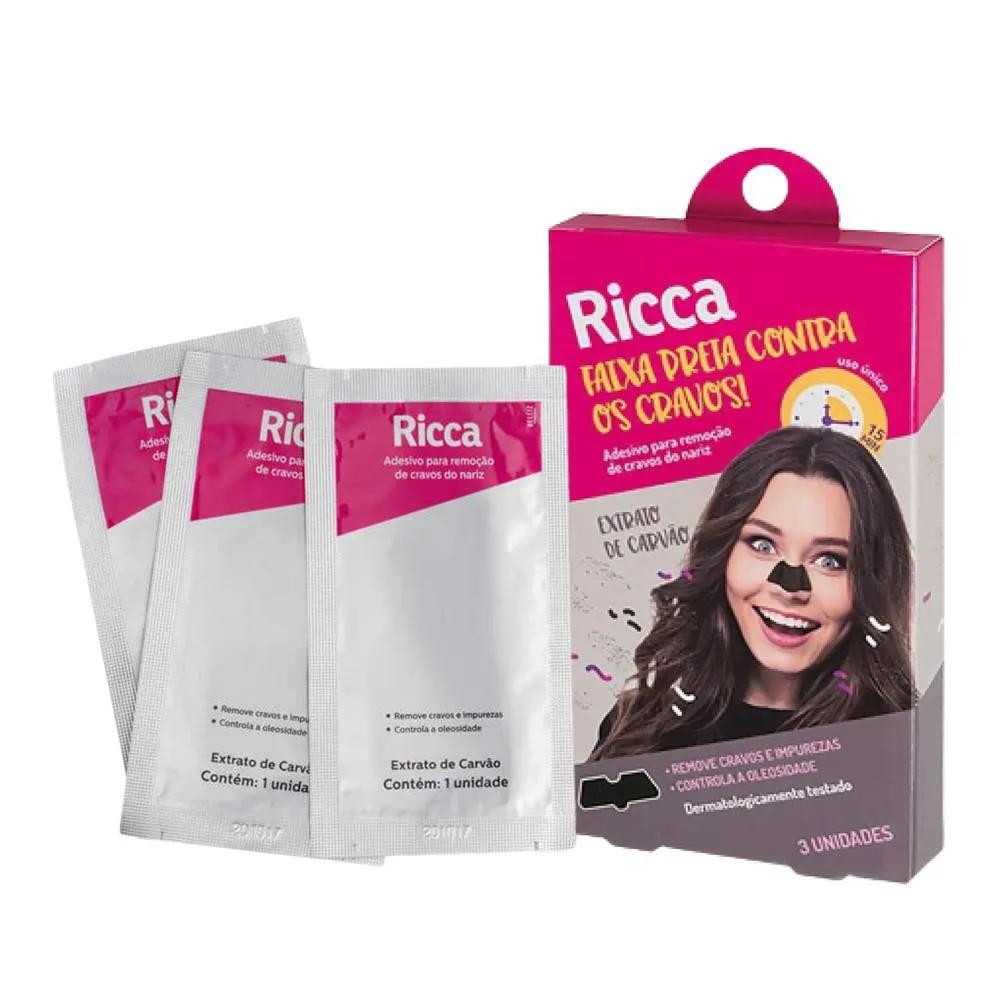 ADESIVO PRETO PARA REMOçãO DE CRAVOS OLEOSIDADE NARIZ RICCA 3UND