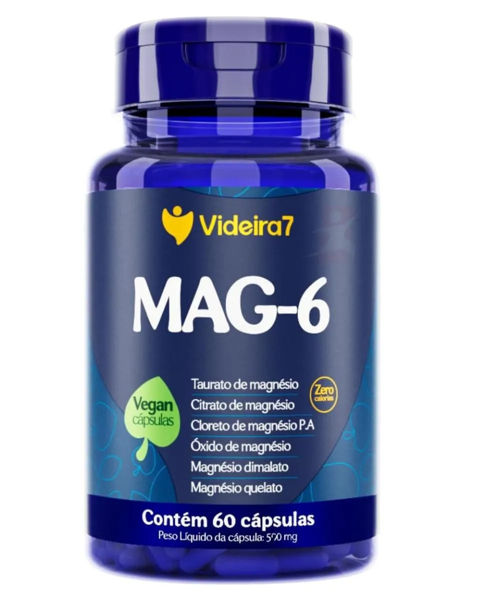 MAG-6 (MAGNÉSIOS TAURATO CITRATO PA ÓXIDO DIMALATO QUELATO) 60 CÁPSULAS – VIDEIRA7