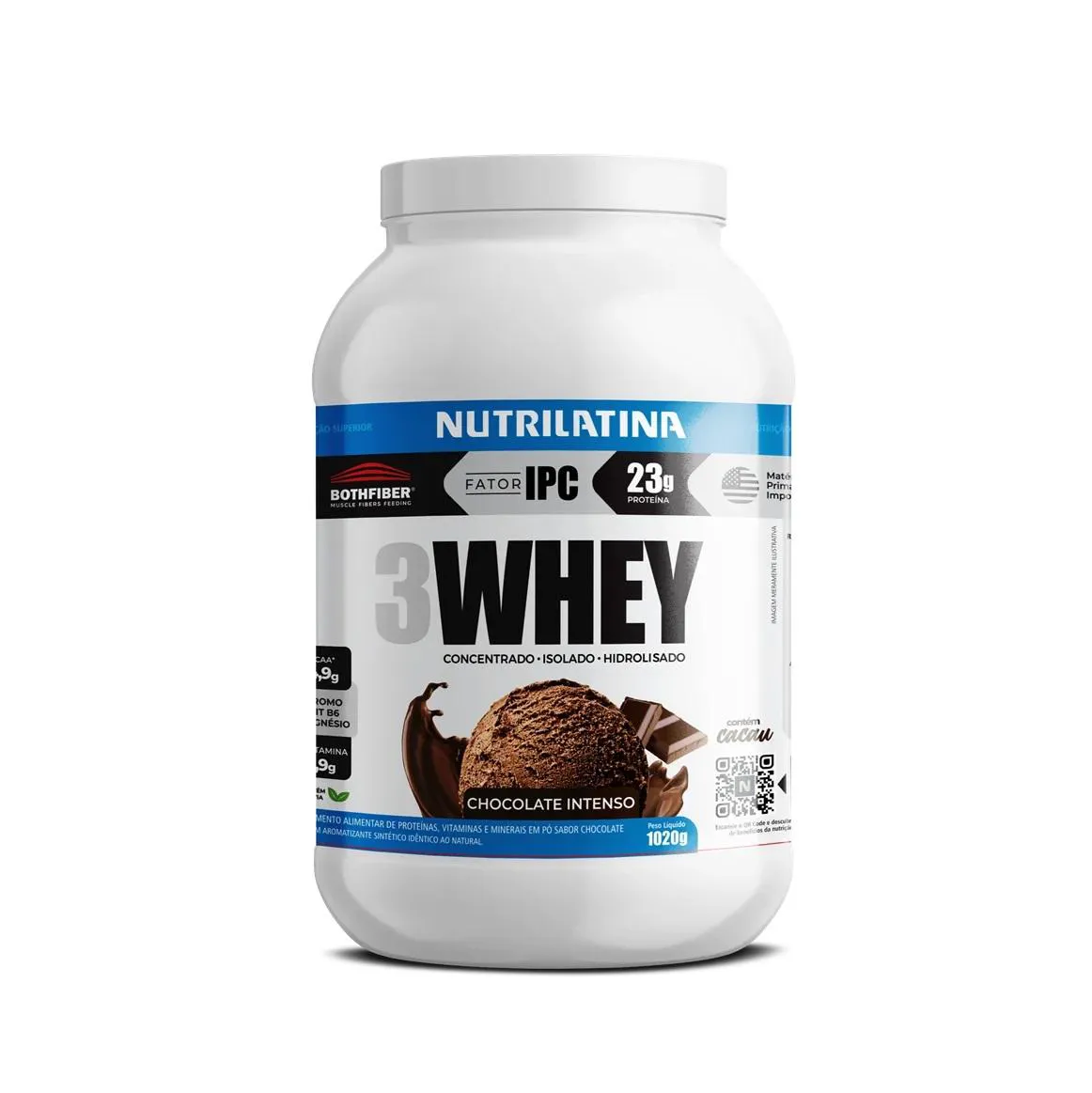 3WHEY PROTEIN (1020G) SABOR CHOCOLATE INTENSO - NUTRILATINA