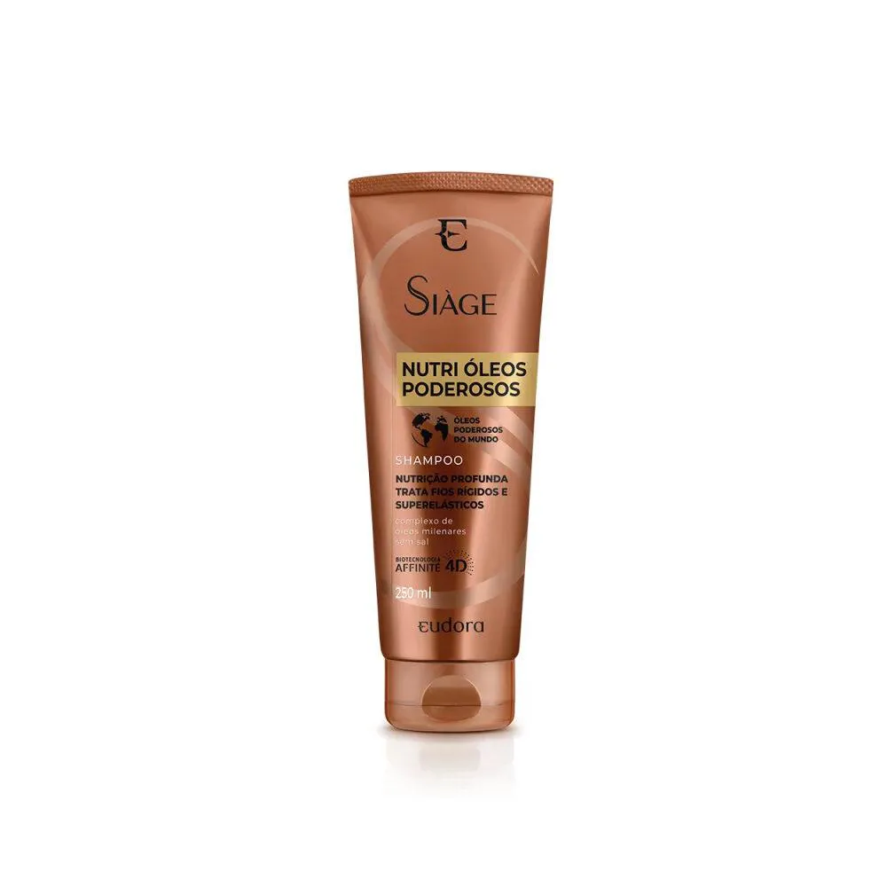Shampoo Vegano Eudora Siàge Nutri Óleos Poderosos Hidratação Profunda 250ml