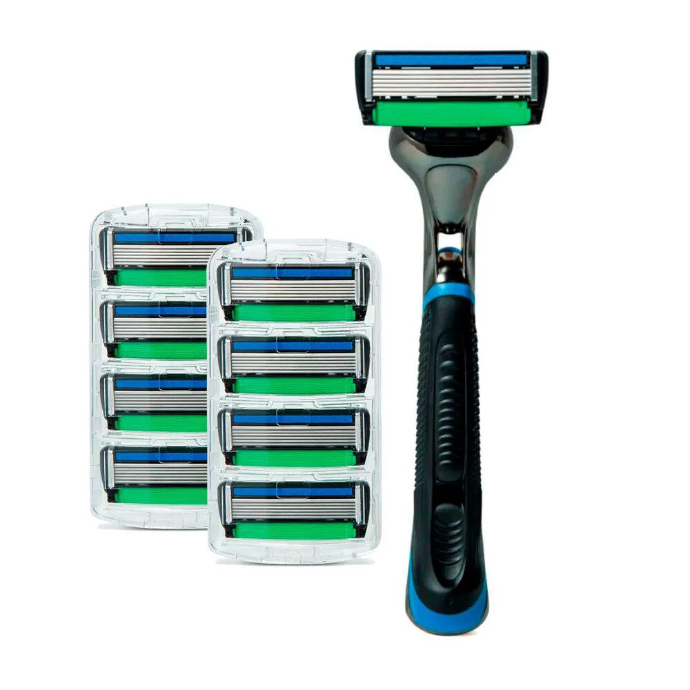 KIT APARELHO DE BARBEAR BARBEADOR THE RAZOR 6 LâMINAS RECARREGáVEL C/9 RECARGAS DR JONES