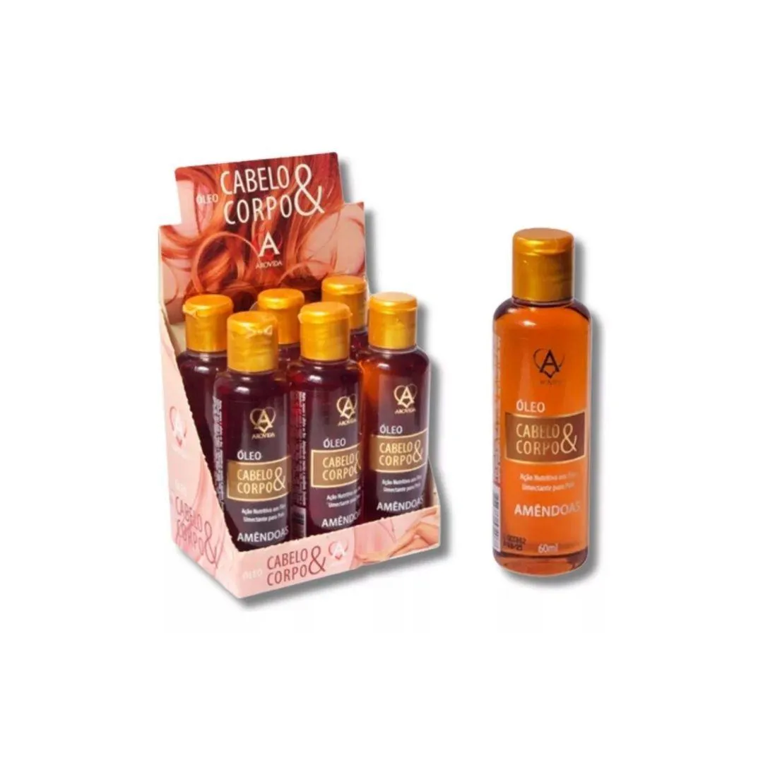 KIT 6 ÓLEO PARA CABELO & CORPO AMêNDOAS DOCE CAIXA AROVIDA