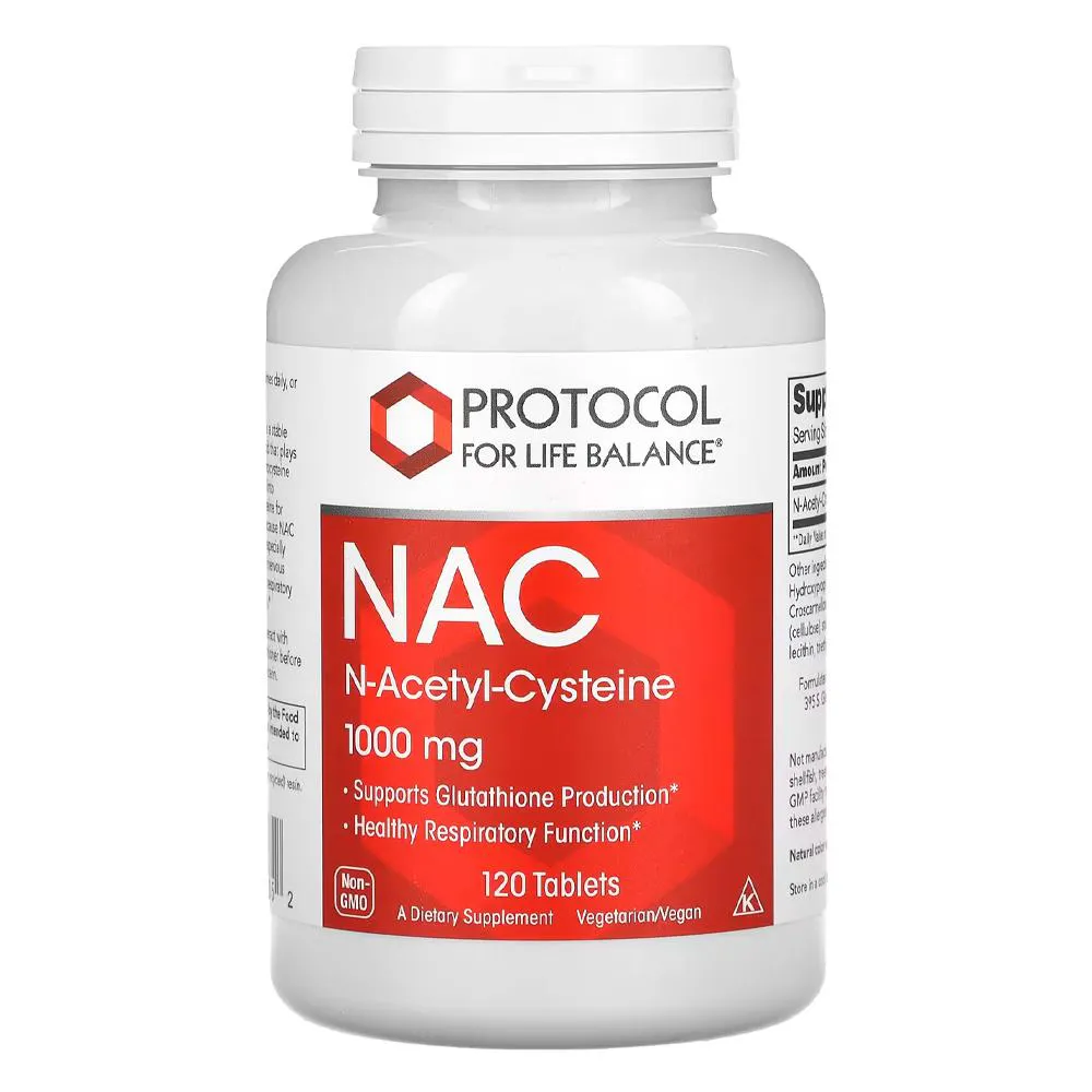 NAC N-ACETIL-CISTEíNA 1000MG PROTOCOL 120 TABS IMPORTADO