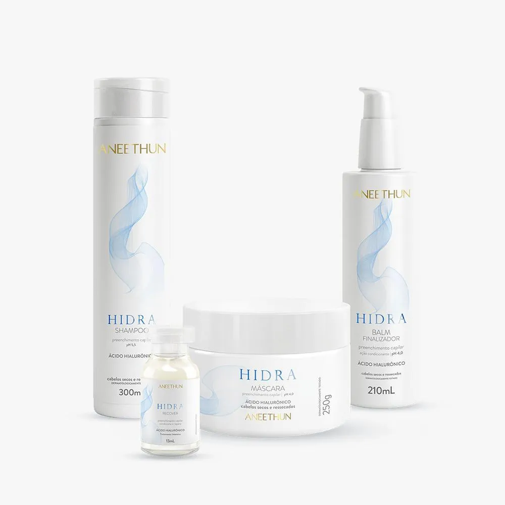KIT ANEETHUN HIDRA - SHAMPOO 300ML + MáSCARA 250G + FINALIZADOR 210ML + AMPOLA 13ML