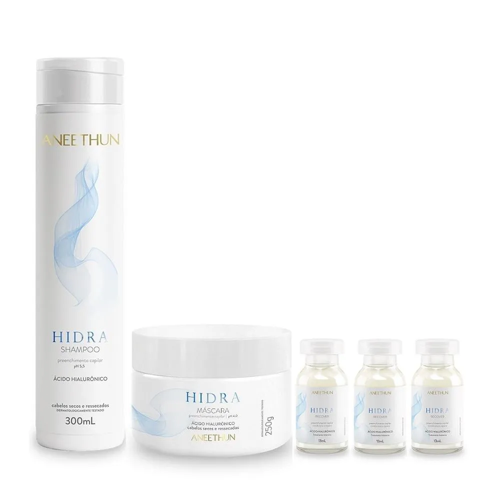 KIT ANEETHUN HIDRA - SHAMPOO 300ML + MáSCARA 250G + AMPOLAS 13ML (3UNIDADES)