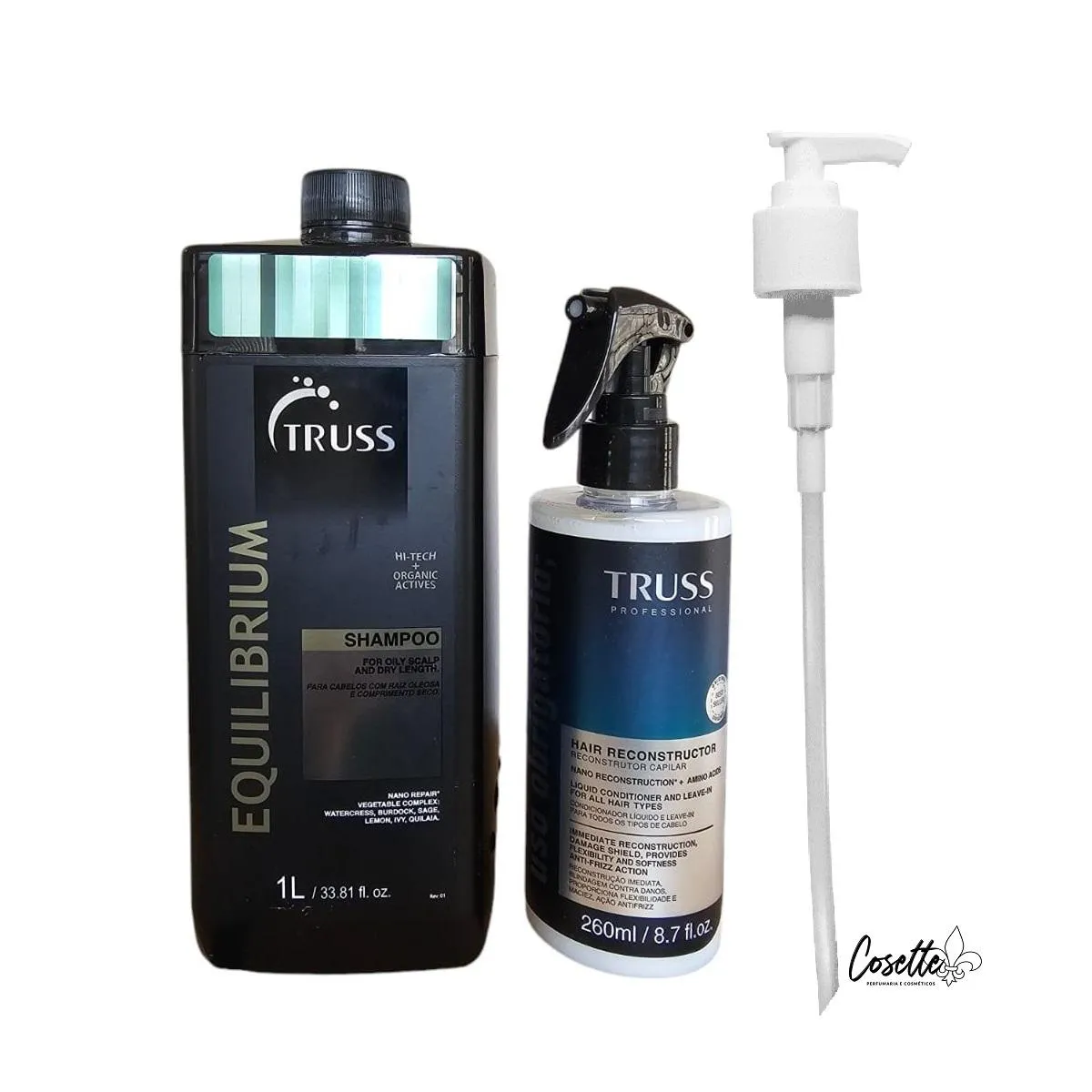 KIT TRUSS SHAMPOO EQUILIBRIUM 1000ML + USO OBRIGATóRIO 260ML + VáLVULA PUMP